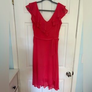 DKNY Red Ruffled Wrap Sundress